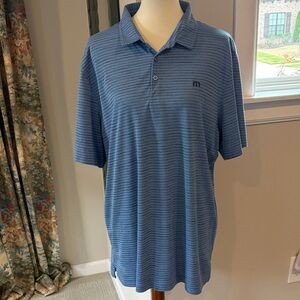 Travis Mathew Blue Patterned Polo Shirt